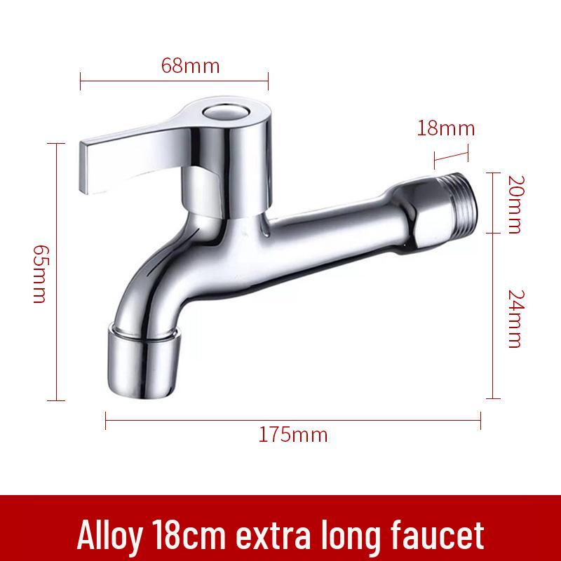 Copper Outdoor Washing Machine Faucet with Quick-Open Extended Spout, 4-Point Connect, 304 Stainless Steel, One-In Two-Out Design.