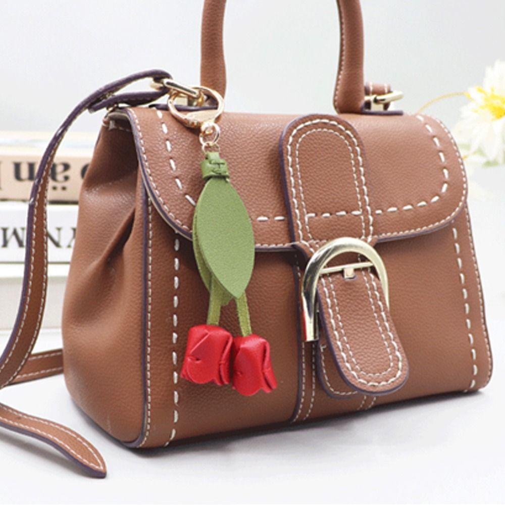 Multicolor Keyring Pendant Leather Bag Ornament High Quality Tulip Flower Keychain  Gift Toys