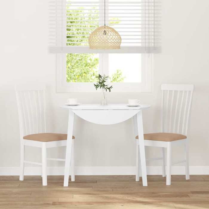 VidaXL Chaises à manger coussins 2 pcs blanc bois massif caoutchouc, chaise à dîner, chaise, chaise de salon, chaises à 4102506