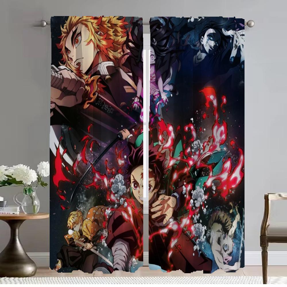 

Шторы Клинок Рассекающий Демонов Детская Комната Домашний Интерьер Шторы для Гостиной Жалюзи Украшение на Хэллоуин Светонепроницаемая Штора Перегородка W50xH70cmx2pcs-CL