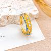 Hollow Out Vintage Geometric Rings Classic Gold Plated Ring Colorful Enamel Flower Rings  Romantic