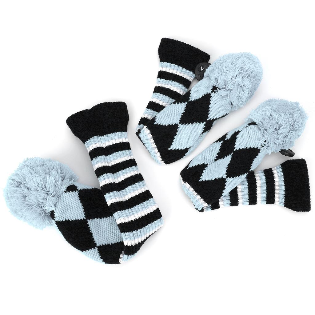 3Pcs Polyester Wool Knitting   Putter Head Cover Wooden   Headcovers Accessory