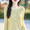 Women's Lightweight 50% Wool 50% Mulberry Silk Cardigan - 4-Season Versatile Knitwear for All-Year Comfort & Style