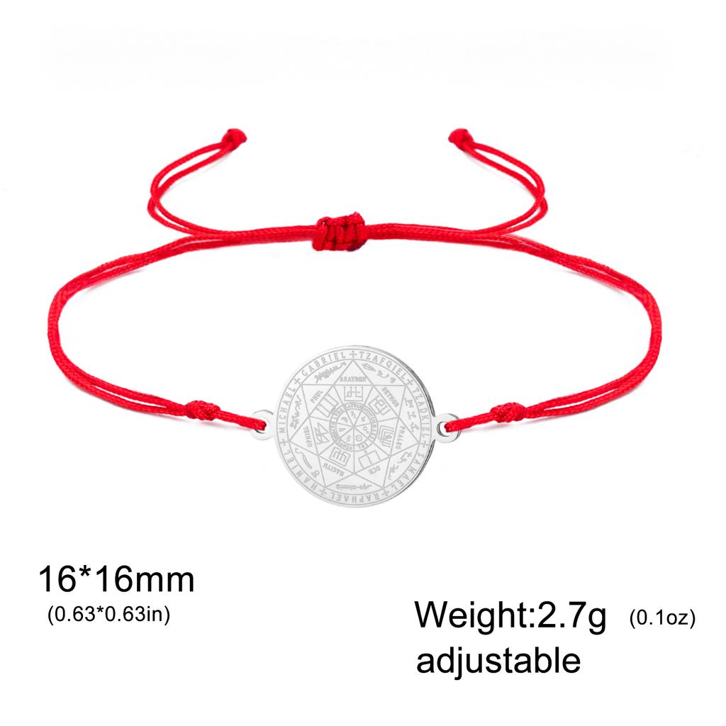 Teamer Seven Archangels Charm Bracelet Women Men Adjustable Stainless Steel Bracelets Amulet Seal of Solomon Jewelry Gift