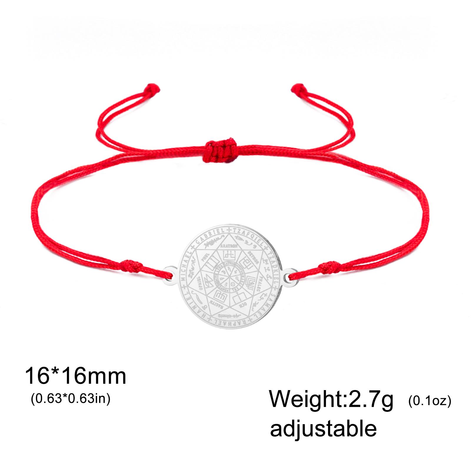 

Teamer Seven Archangels Charm Bracelet Women Men Adjustable Stainless Steel Bracelets Amulet Seal of Solomon Jewelry Gift 17-22cm