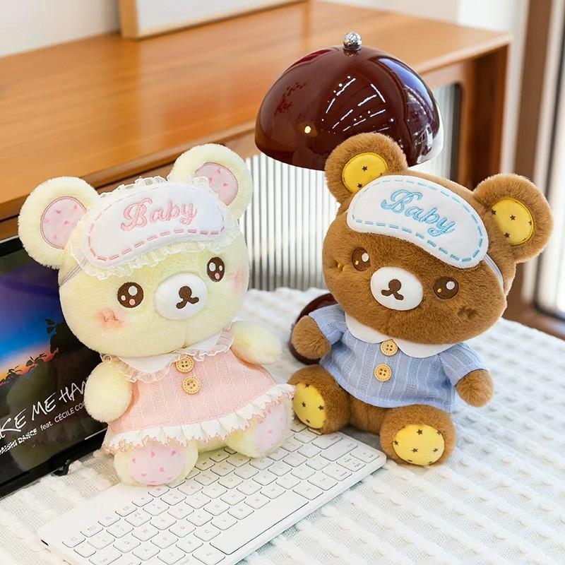 Orsacchiotto di Peluche Morbido con Camicia e Mascherina per Occhi Decorazione per Coppie Regalo Romantico