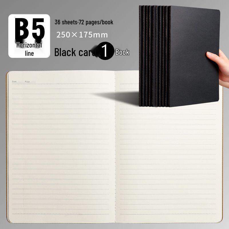 B5 Student Notebook: White, Kraft Paper, Stitched Binding, Blank, Lined, Grid Options