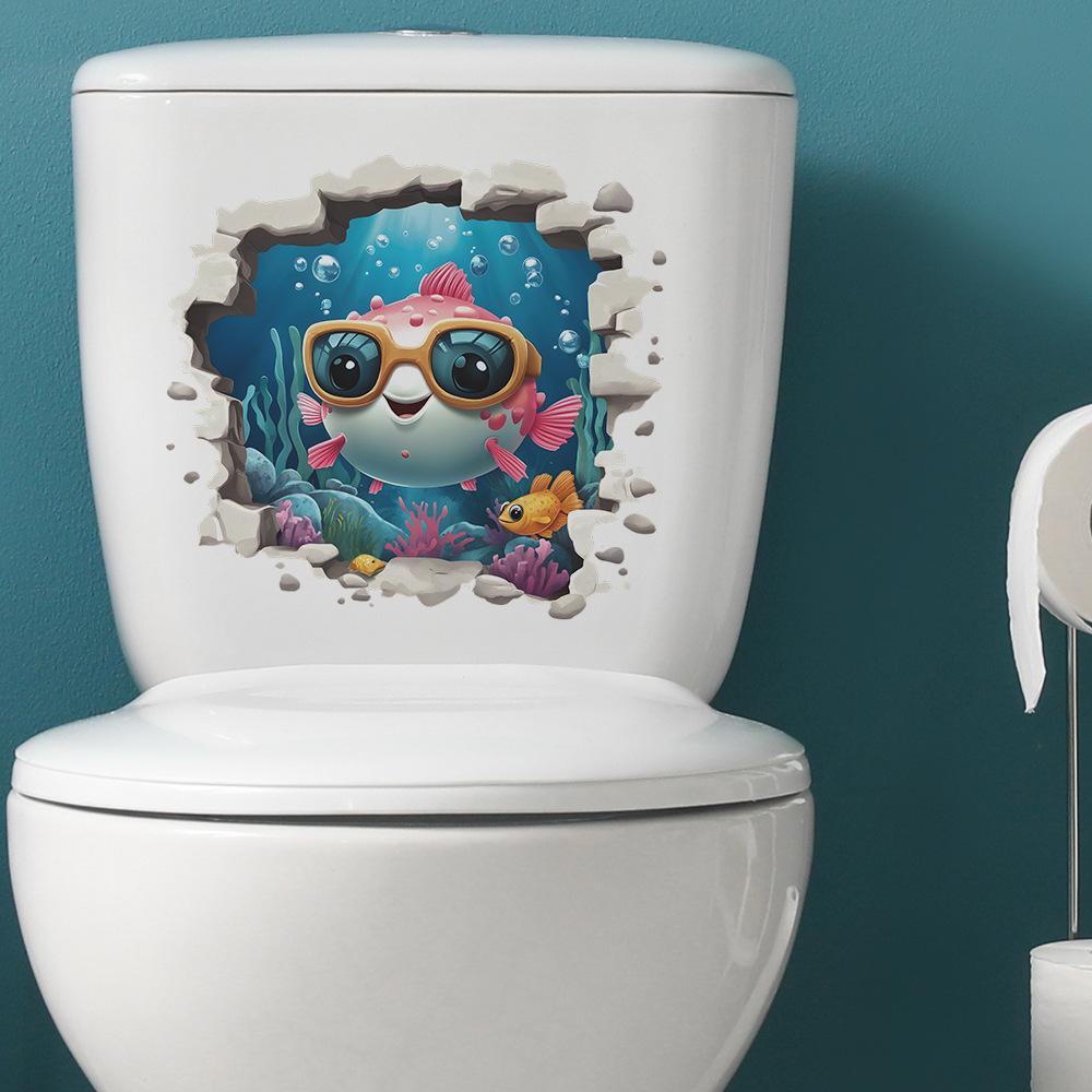 Cartoon Underwater World Small Fish Coral Water Plants Bathroom Toilet Home Beautification Stickers
