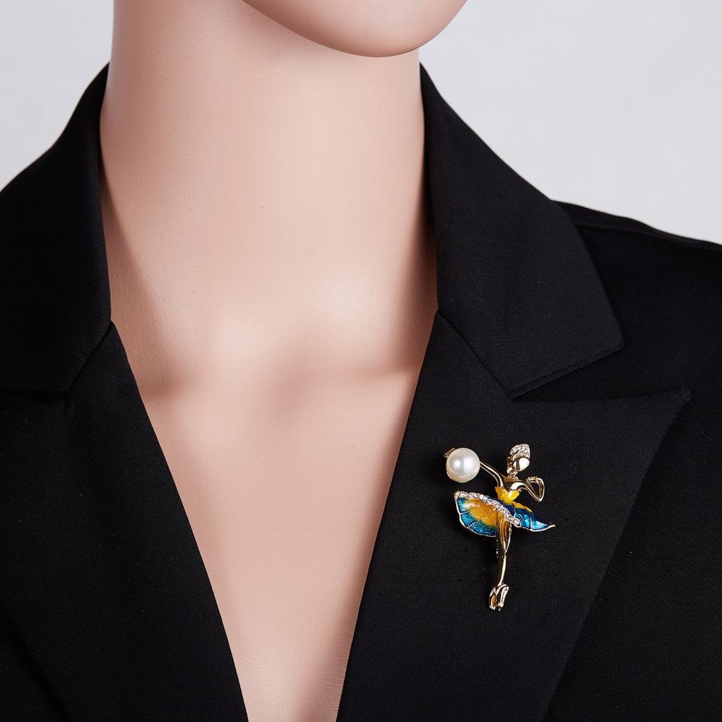 Broches de Gymnastique Colorées Émaillées pour Filles Femmes Hommes, Broches Exquises de Danseuse avec Bille Imitation Perle, Bijoux