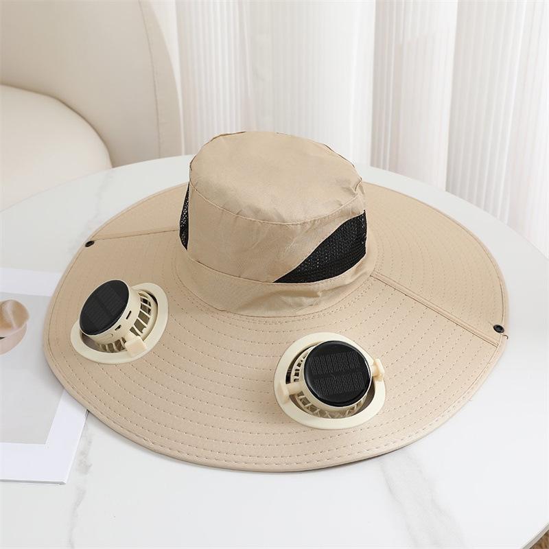 

Summer For Outdoor Camping Fishing Hiking Sunscreen Fisherman Hat Solar Fan Cap Portable Solar Charging Cap with Fan Men Women небо синє кольору