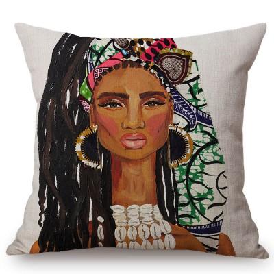 Elegant Aestheticism Black African Girl Woman Abstract Oil Painting Home Decoration Art Sofa Pillow Case Linen Car Cushion Cover