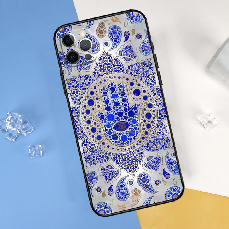 Hamsa Hand of Fatima Case For iPhone 16 15 13 12 11 14 Pro Max Mini Cover For iPhone 16 15 XR X XS Max Plus Phone Case
