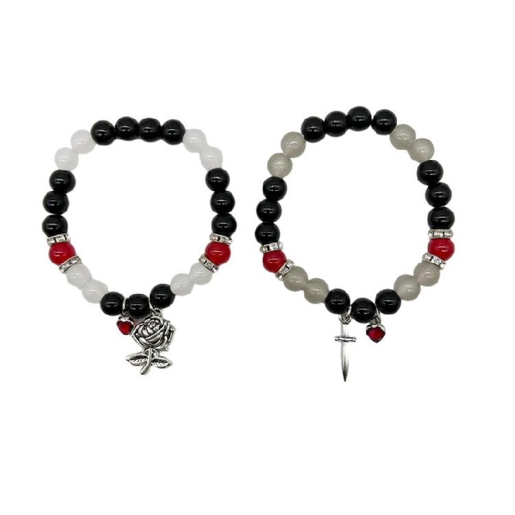 Unique Couple Bangles Different Colors  Beaded Chains Bracelets Accessory