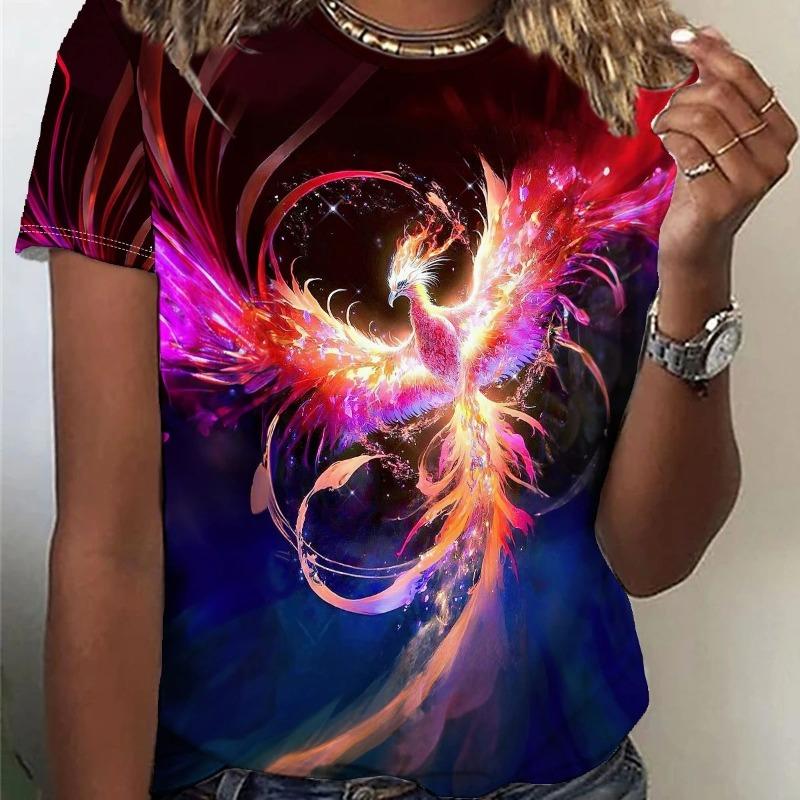 Sommer Drachen Phoenix Wolke 3D Druck T-shirts Frauen Streetwear Casual Fashion Y2k Kurzarm T Shirt Oansatz Tees Tops Kleidung
