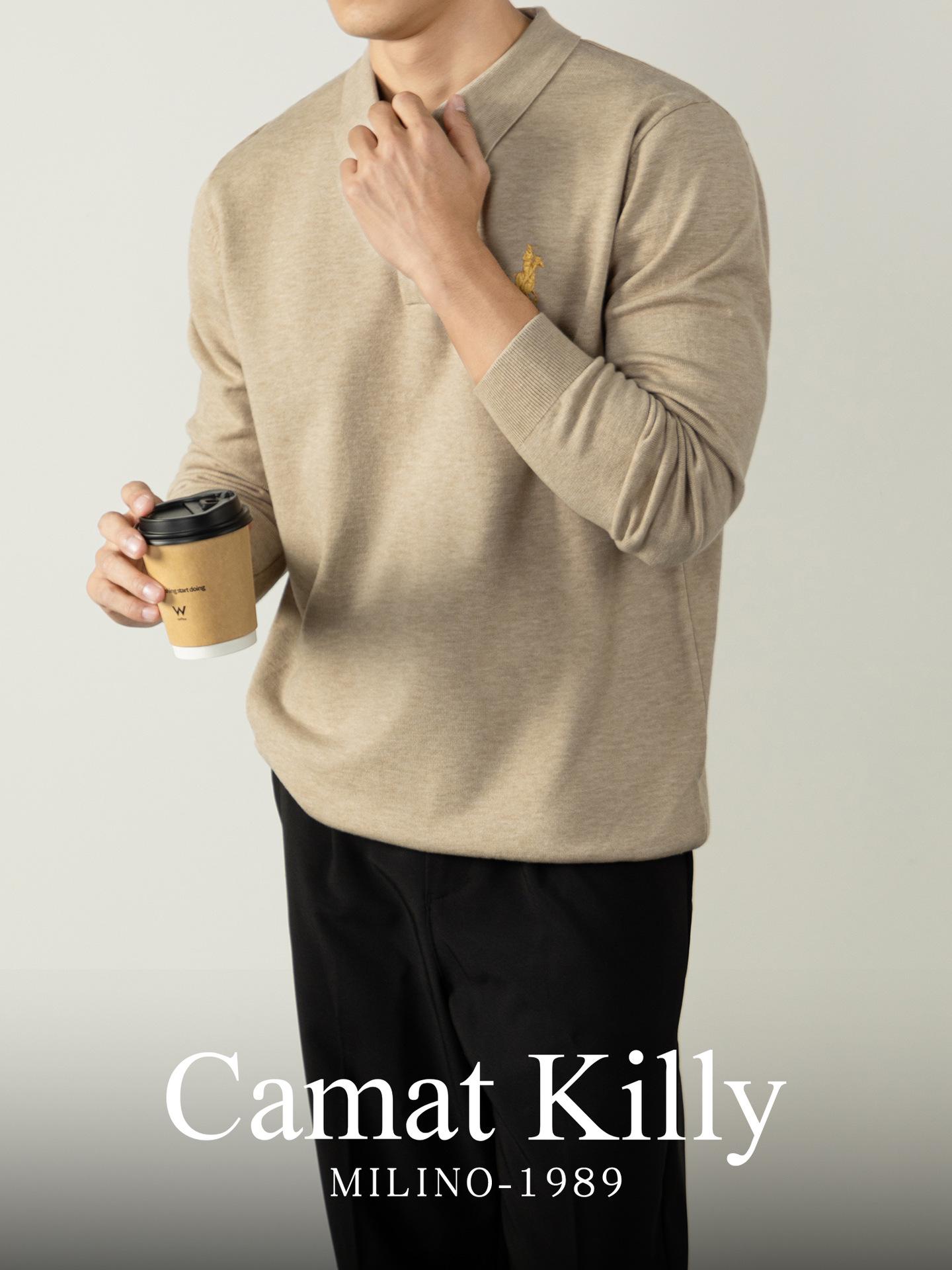 CamatKilly Men s High-Quality Wool Modal Knit Long-Sleeve Sweater L