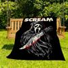 1PC Ghostface Scream Outdoor Flannel Throw Blanket - HD Printed Lightweight Soft Warm All-Season Blanket for Sofa, Bed, Travel, Camping 037