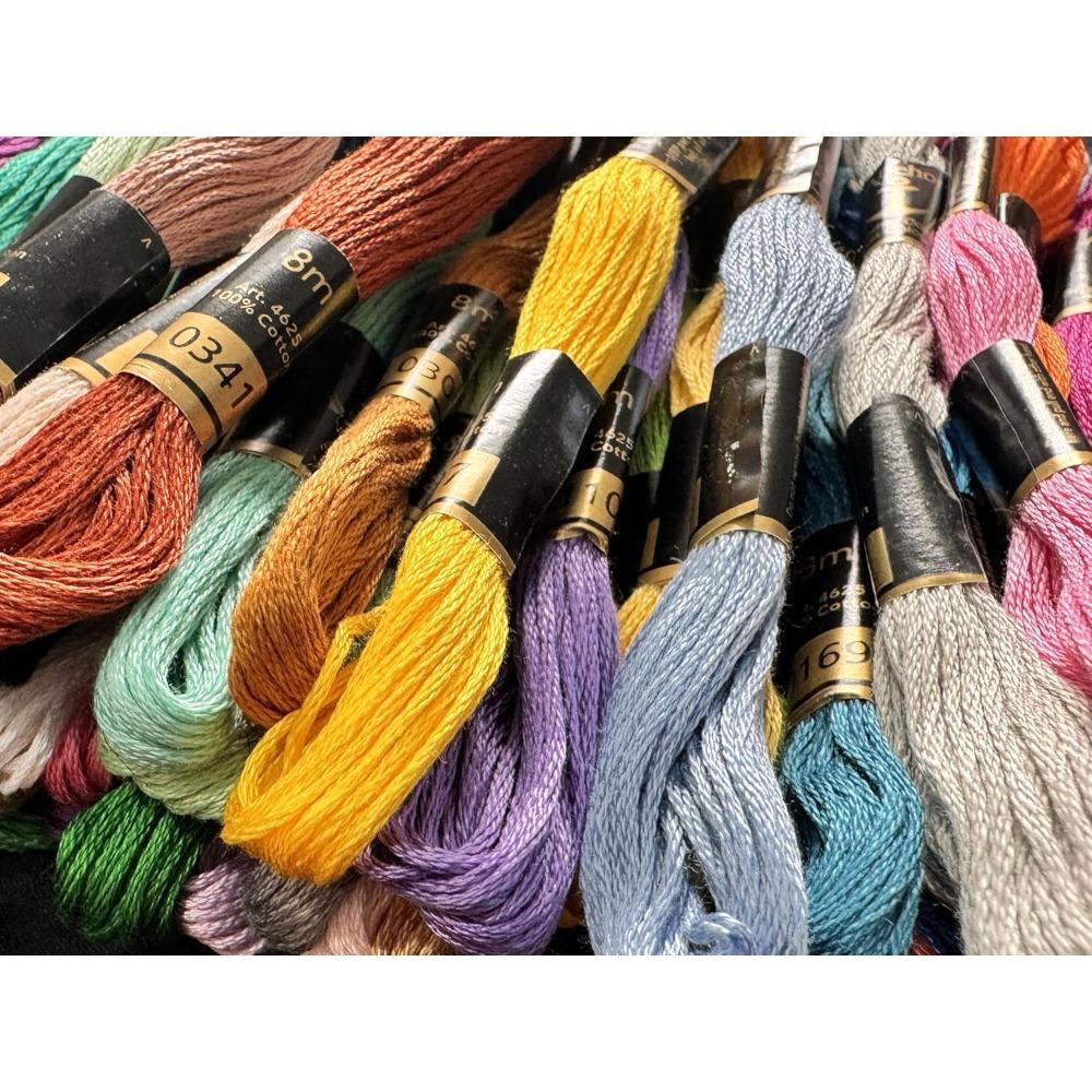 50pcs Mixed Colors Embroidery Floss Kit, Cotton Cross Stitch Thread Skeins for Sewing DIY Craft Bracelets, Rich Palette