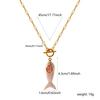 Fisch Emaille Blaue Strasssteine Anhänger Charm Halskette 18K Gold Beschichtet 304 Edelstahl Paperclip Glieder Kette Ozean 45cm(17.7 ")lange