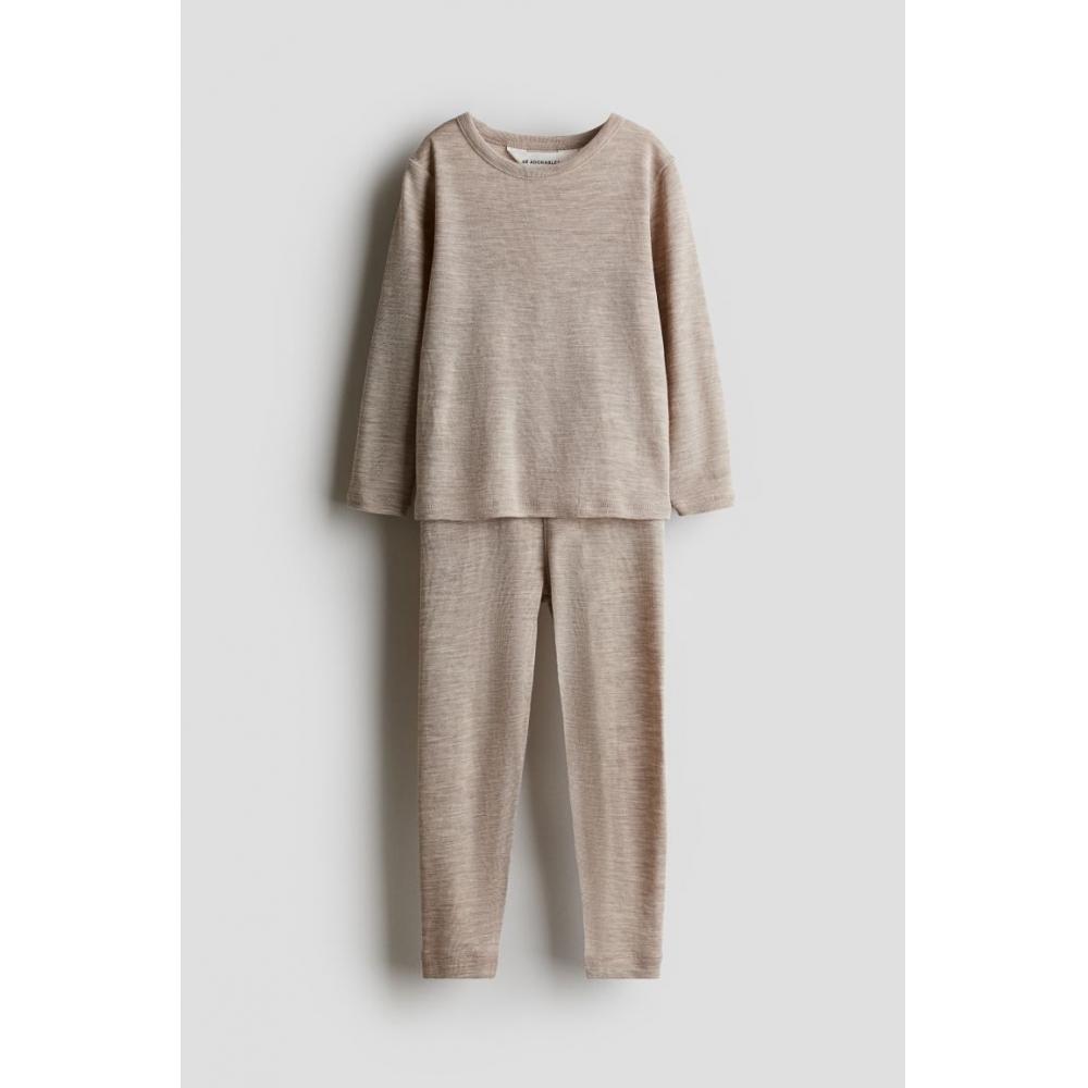 

Комплект из 2 предметов базового трикотажного полотна из шерсти HM бежевого цвета