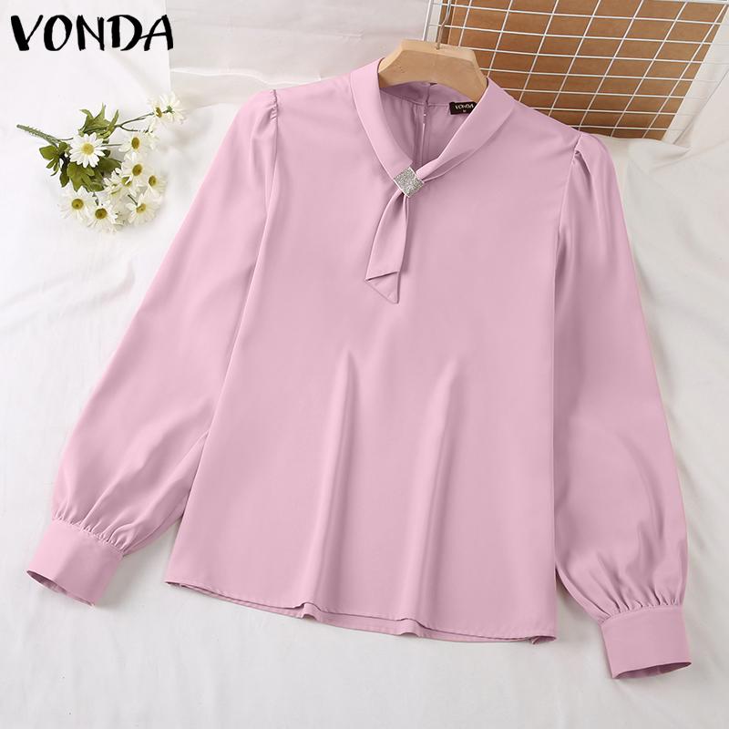 

VONDA Женские элегантные офисные топы с высоким воротником и длинными рукавами