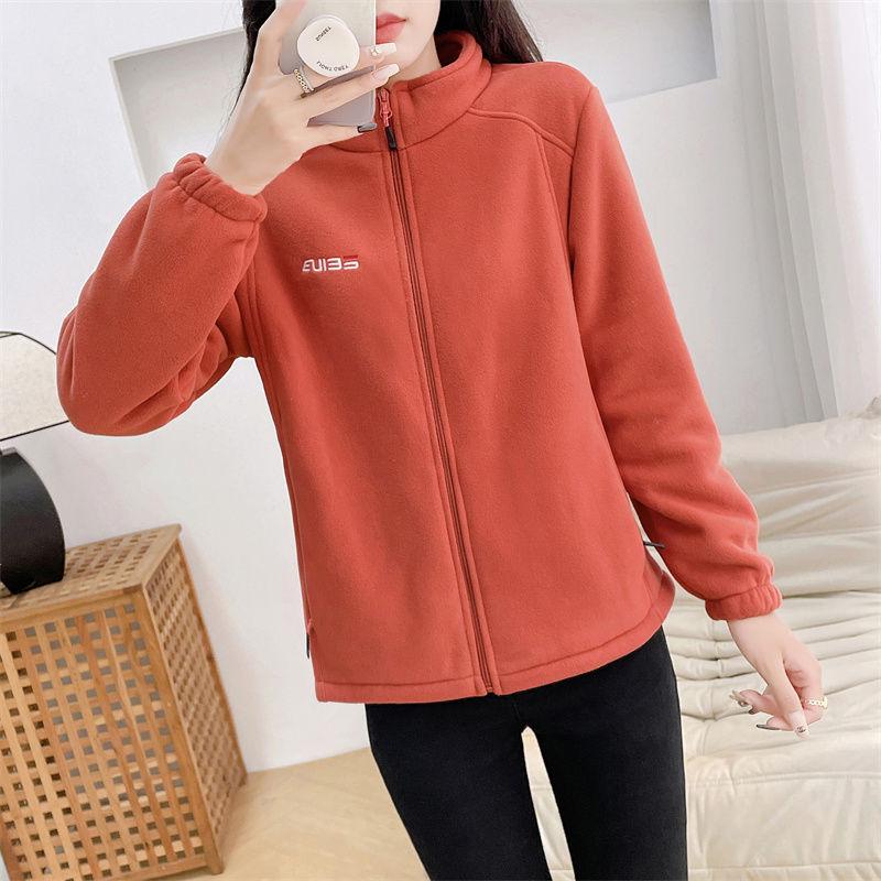 Women's Thickened Fleece Outerwear: Wind-Resistant and Cozy High-Neck Athletic Casual Jackets for Spring & Autumn Outdoors