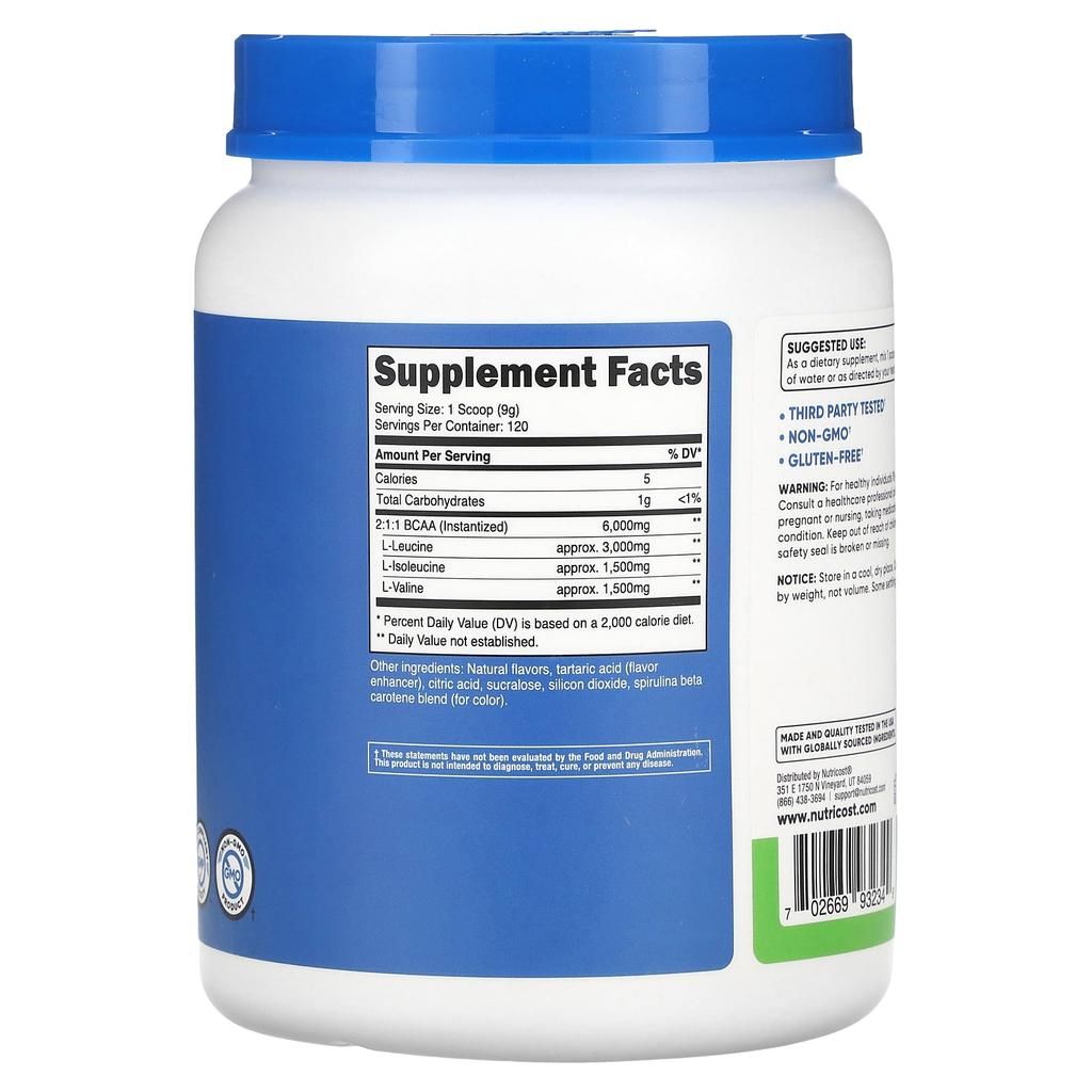 Athletic Performance, Bcaa, Green Apple, 1,080G (2.4Lb)