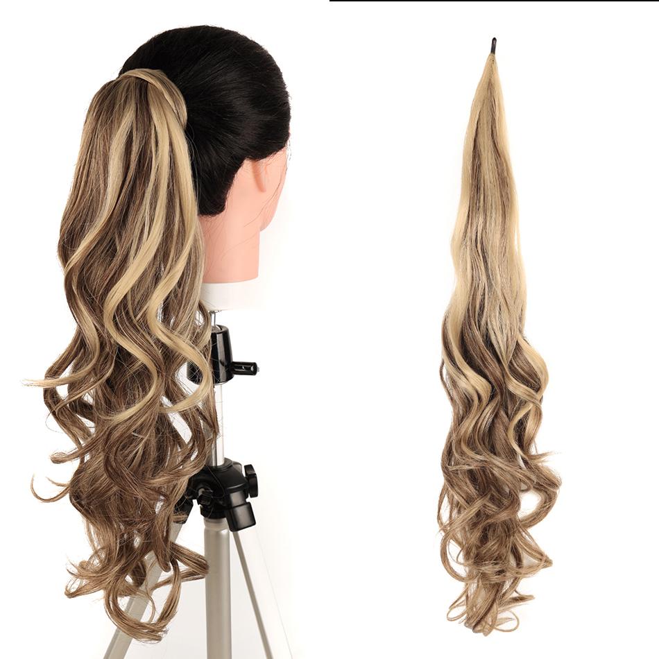 Synthetic Ponytail Extensions False Hair Tail for Women Flextail 26inch Length Blonde Ponytail Hairpieces For Women Daily Use
