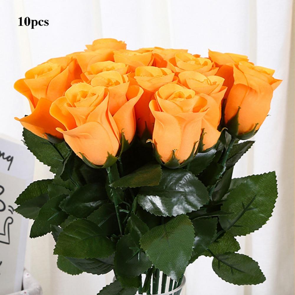 

10 Heads Real Happy Flower 10 Colors Photography Photo Gift Valentine s Day Flowers Mini Rose Flowers Decorative Home Decorative помаранчевий