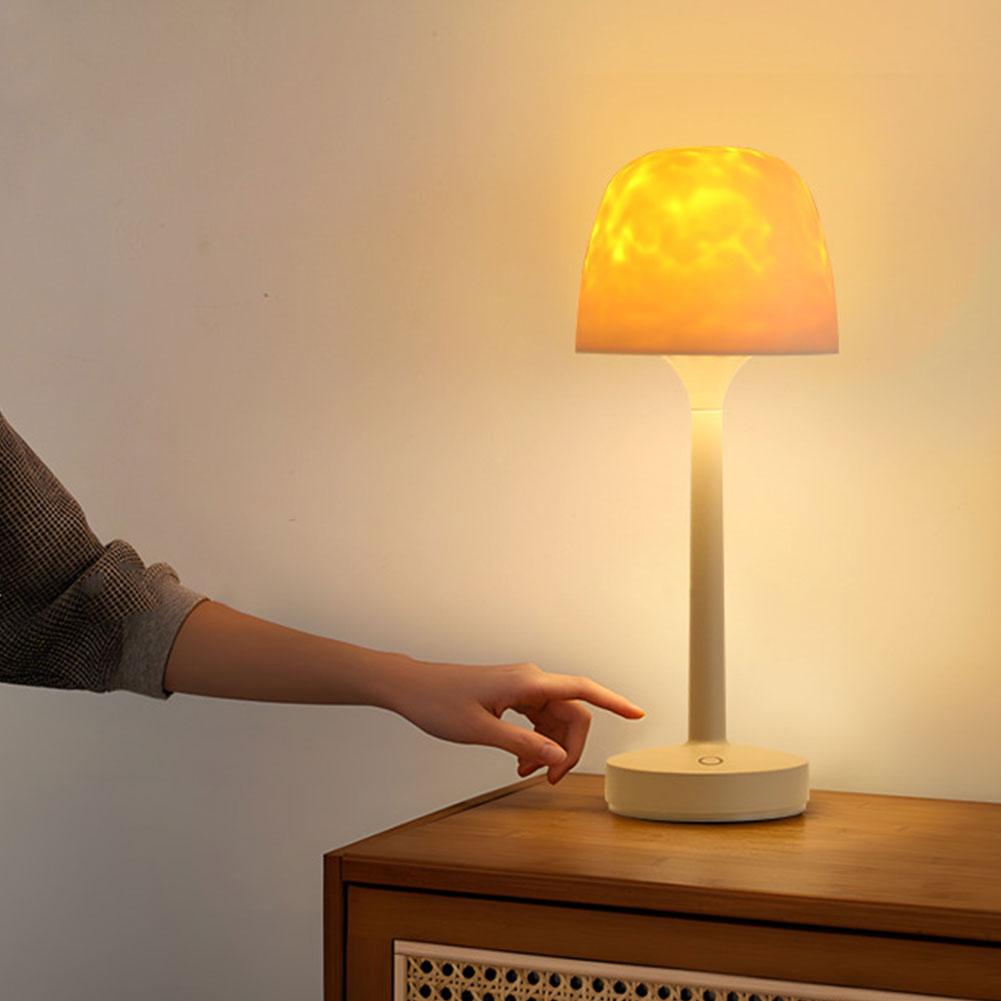 16 Lights Ocean Wave Projector Table Lamp Water Ripple Tall Ambient Table Light Type-C Rechargeable Warm Atmosphere Night Light