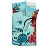Quilt Cover Set Hawaii Turtle and Colorful Hibiscus Bedding Set Home Textiles