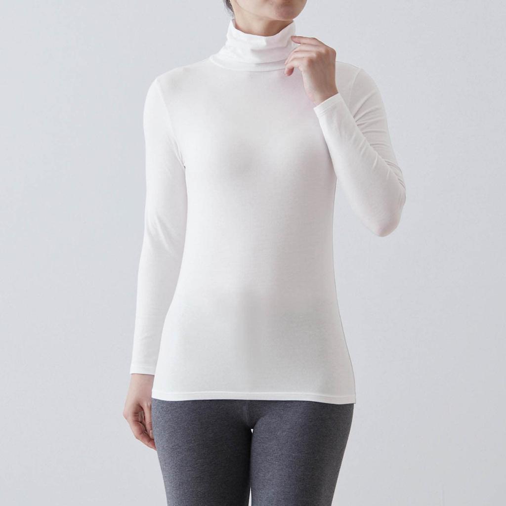 Belle Maison Long Sleeve Cotton Blend Turtleneck Inner Night Size LL Women's Shirt, Hotcot, Navy,