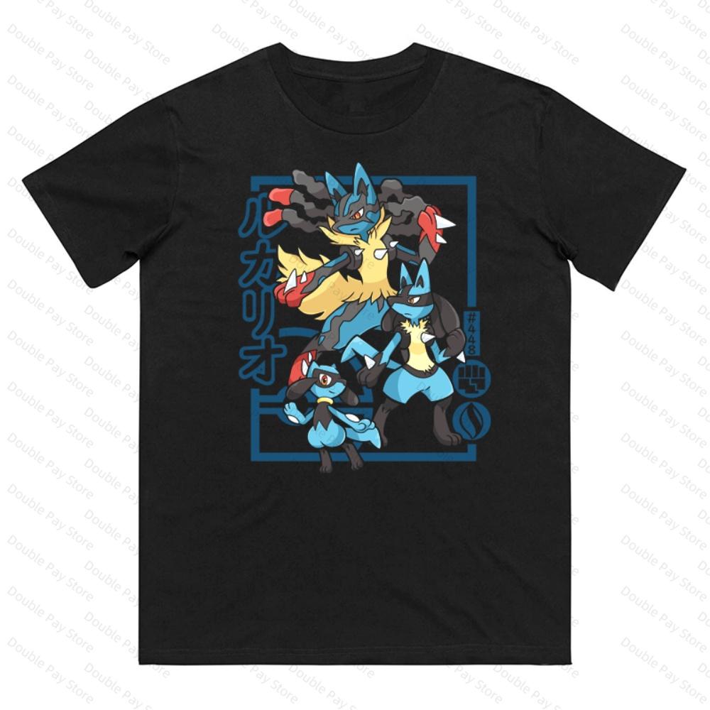 

Pokémon Riolu Evolution Printed Cotton Tshirt for Unisexs Shirts Women tshirts Summer New Collection Fashion Short Sleeved Shirt S