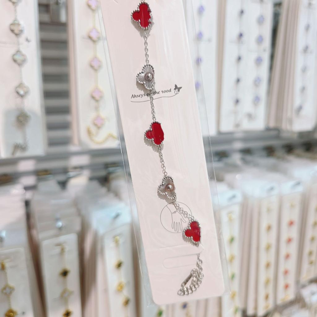 Double-sided Five-flower Four-leaf Clover Bracelet Titanium Steel Does Not Fade Light Luxury High-end Jewelry