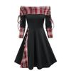 Høst Vinter Mote Kvinner Vintage Kjoler Klær Løs Midje Bred Sving Ett Skulder Langermet Kjole for Kvinner