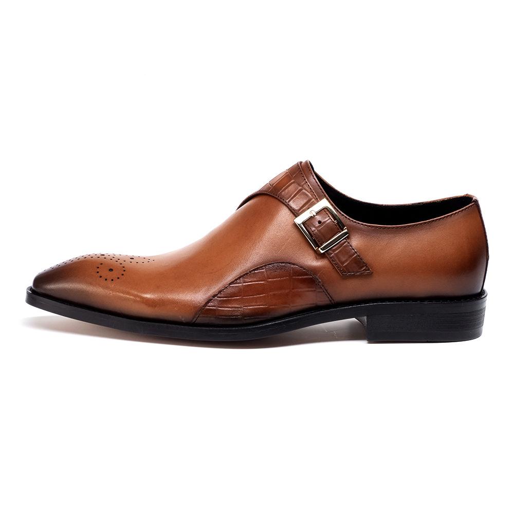 Men'S Shoes Summer New Leather Shoes Fashion British Style Casual Trend Four Seasons Business Dress Monk Shoes
