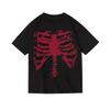26Summer High Street Print Black Red Skull Dark Print Y2K Short-sleeved T-shirt Men's and Women's Top