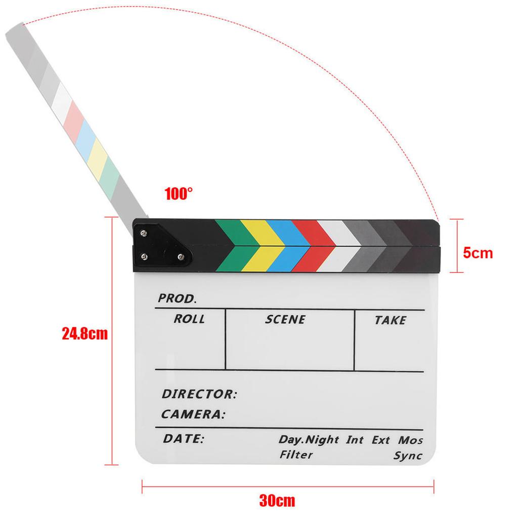 Acrylic Director Scene Clapperboard TV Movie Action Board Film Cut Prop with Pen (Color White)