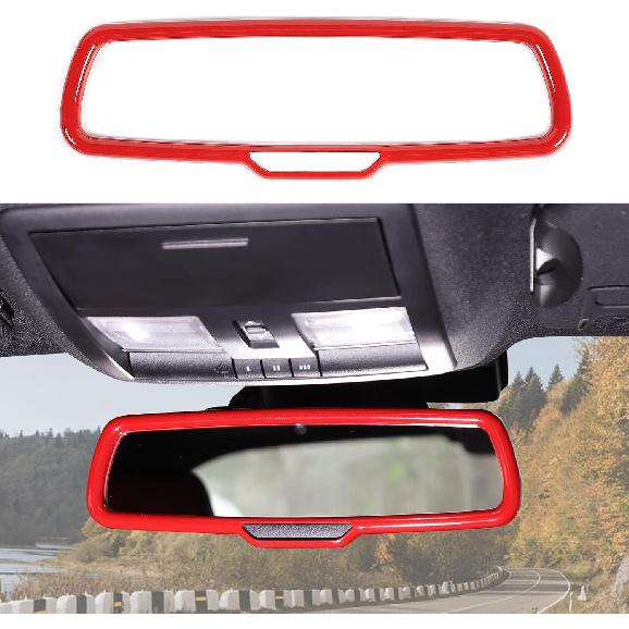

JWWY Inner Rearview Mirror Cover Decoration Trim Interior Accessories for Dodge Challenger 2015-2024, Charger 2010-2024 & Ram 2010-2017 ABS Red красный