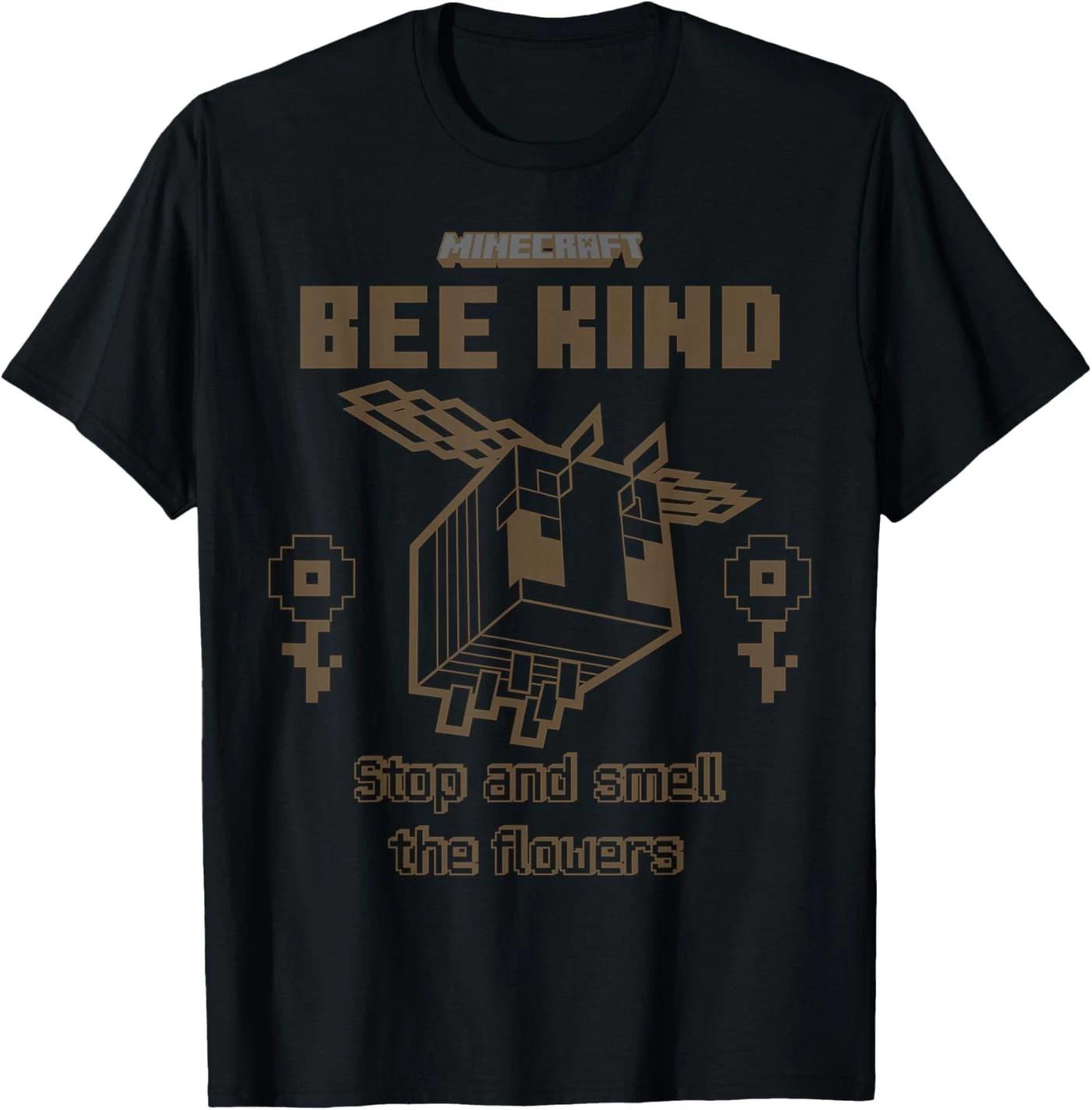 

Minecraft Bee Kind Stop and Smell The Flowers T-Shirt XL