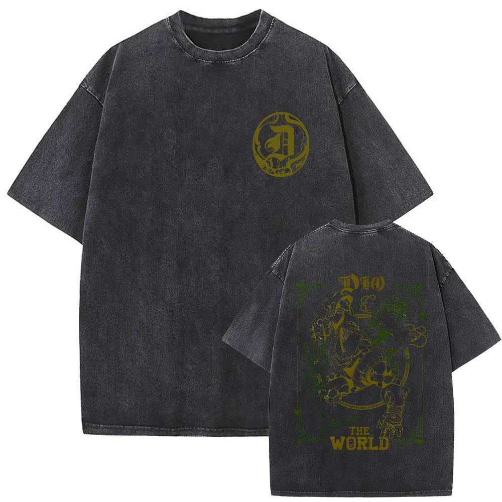 

Anime Jojos Bizarre Adventure Washed Vintage Tshirt Jotaro Kujo Tshirt Dio Giorno Tshirts Men Women Manga Harajuku T Shirts S