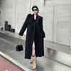 Loose Fit Black Womens Blazer Coat Winter Elegant Stereoscopic Floral Embroidery Heavy Duty Long Trench Suit Jacket