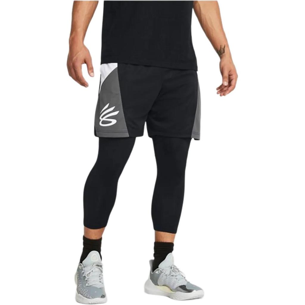 Under Armour Curry Splash Shorts Letter Pattern Print Drawstring Mid Rise Fitted Casual Shorts Men shorts Black 1380327-002
