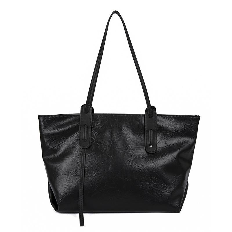 

Новая женская простая женская сумка большой вместимости, сумка-тоут, ретро, повседневная, ручная сумка, сумка через плечо, тренд чёрный