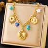 Women's Sporty Cross Border Fashion Spiral Elliptical Heart Shaped Large Pendant Sweater Chain Crystal Butterfly Flower Necklace