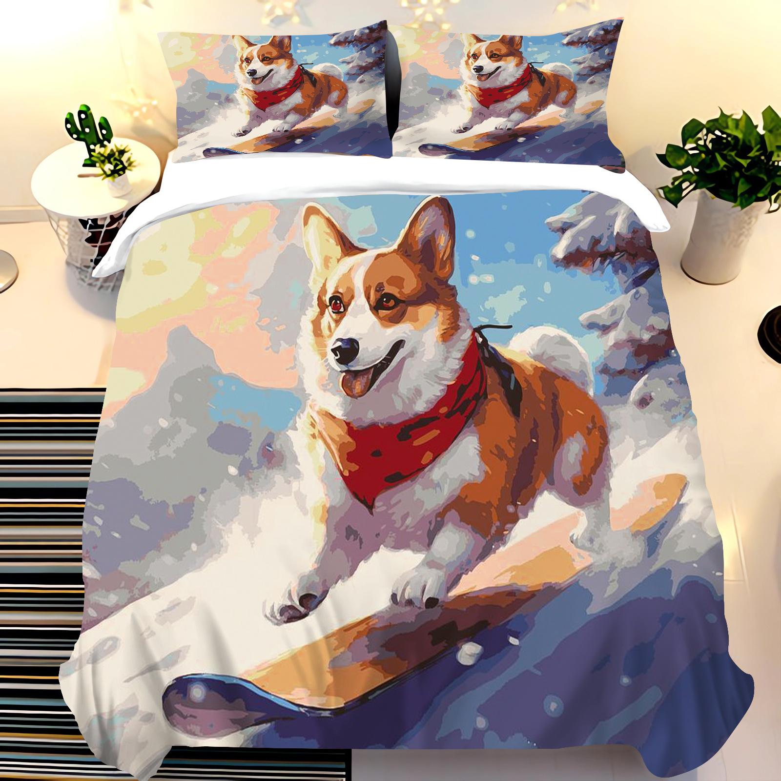 

Cute Dogs Bedding Set For Children Bedroom Polyester Various Sizes Decor Ultra Soft Comfortable Cartoon Baby Set 155x220cm