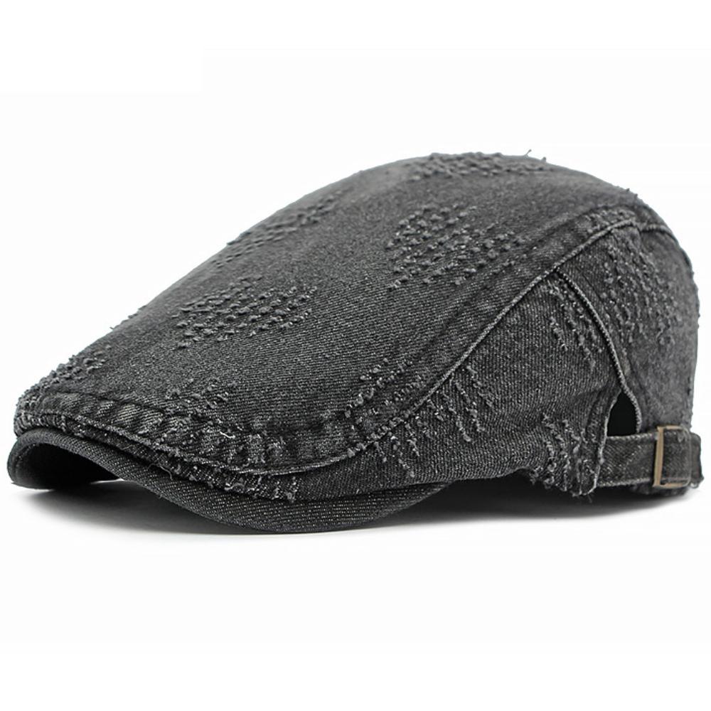 HT4361 Mens Berets Women 100% Cotton Ivy Flat Cap Artist Painter Spring Summer Autumn Denim Cap Male Female Adjustable Beret Cap