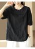 TRTRO Short Sleeve Lace Solid Loose Breathable Top Short Women's Blouse, Color, Flexible, Fit, (Free Size, Sleeve/Black)