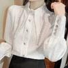 2025 Spring/Autumn French Chic Sweet Peter Pan Collar Bubble Sleeve White Women's Shirt