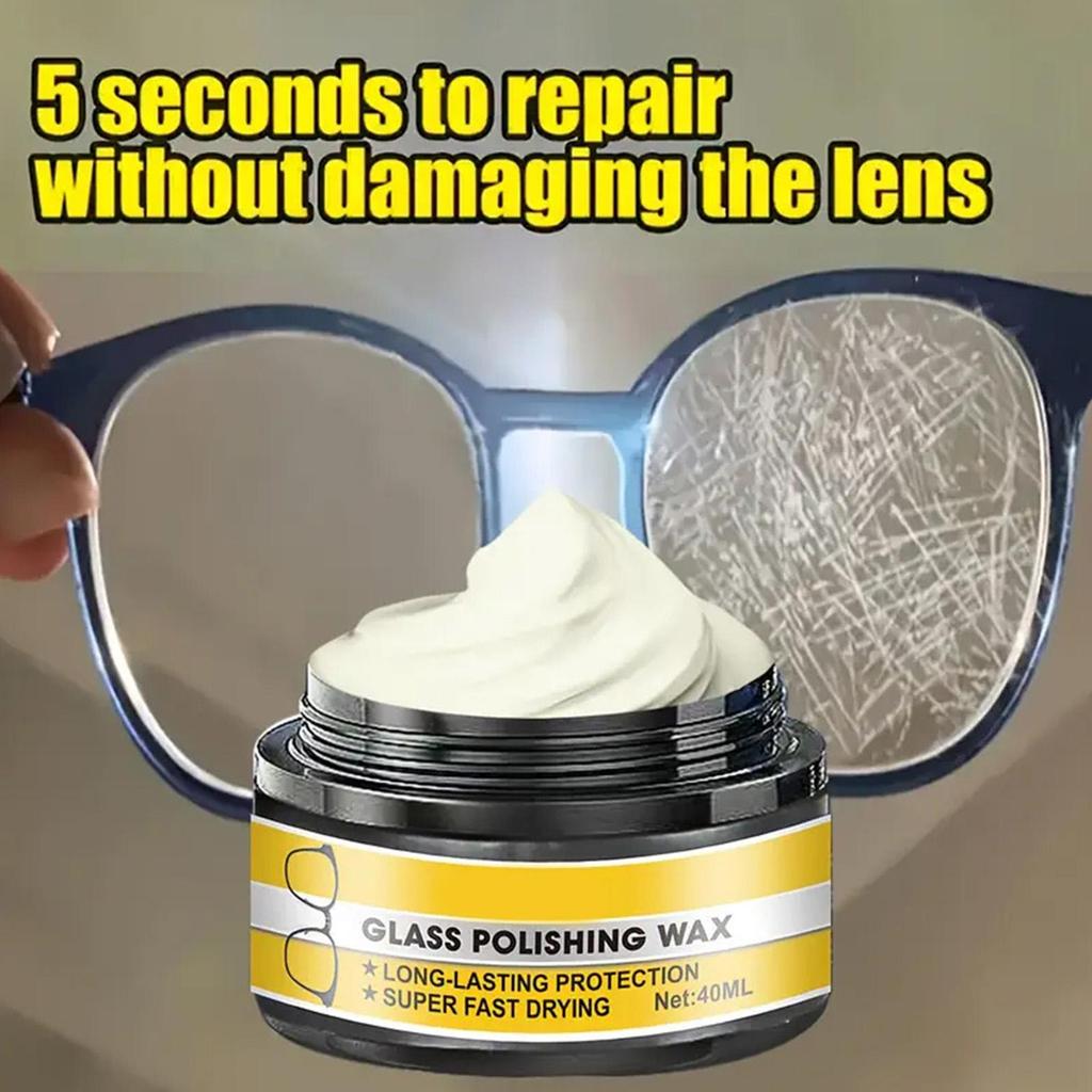Rimuovi Graffi Occhiali da Sole 40ml Pasta Riparatrice a Lunga Durata Crema Ripara Graffi Lenti Occhiali per Parabrezza Auto Schermo Fotocamera Telefono