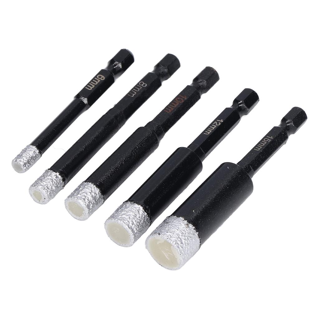 5PcsSet Diamond Hole Saw Hex Shank Granite Holes Opener for Ceramic Tiles Marble 6 8 10 12 15mm